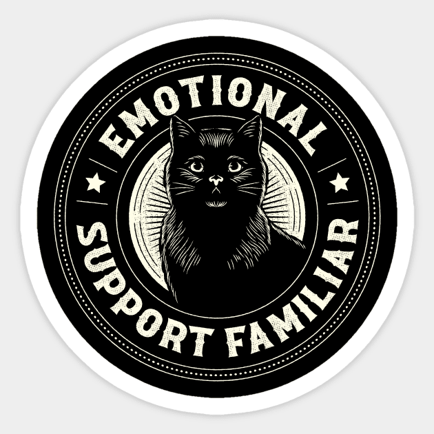 Emotional Support Familiar Black Cat by Tobe Fonseca Sticker by Tobe_Fonseca